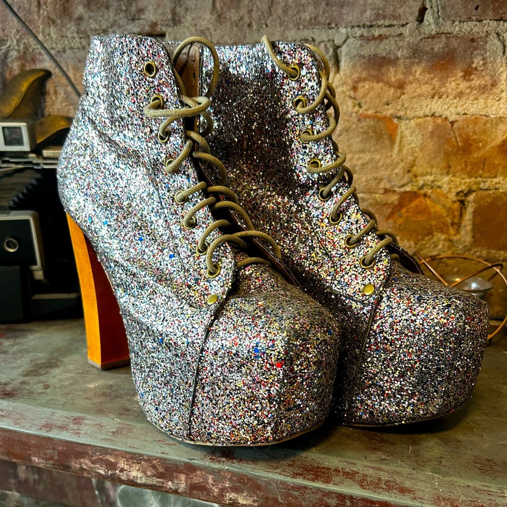 Classic Jefferey Campbell Glitter Lita Platfoy Booties.